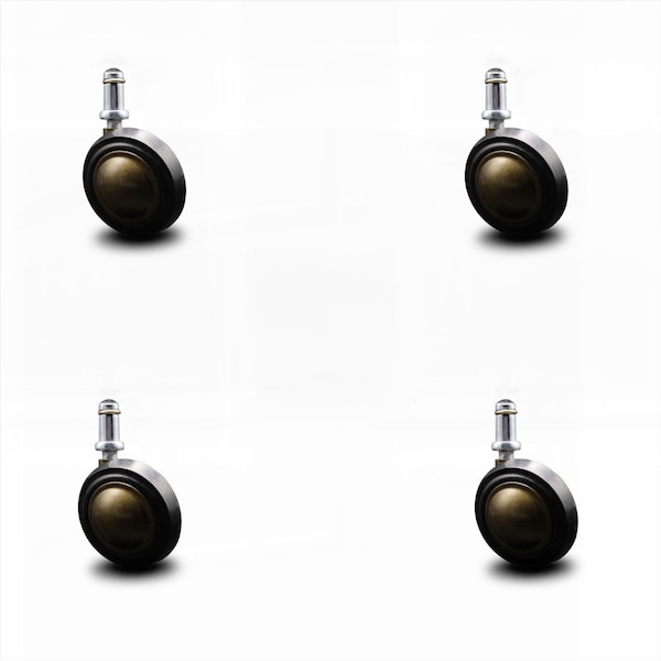 2.25 Inch Antique Soft Tread Ball Caster - 7/16 Inch Grip Ring Stem, 4PK